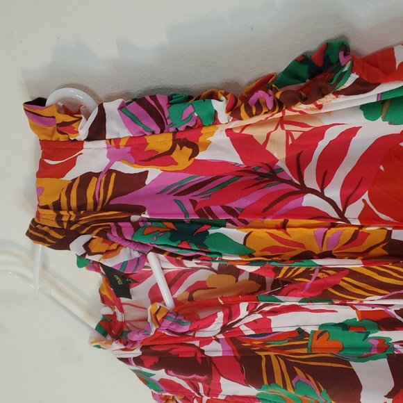 Revolve Maia Colorful Tropical Floral Dress Size 14 Ruffle Sleeve Tie V- Neck - Picture 5 of 12